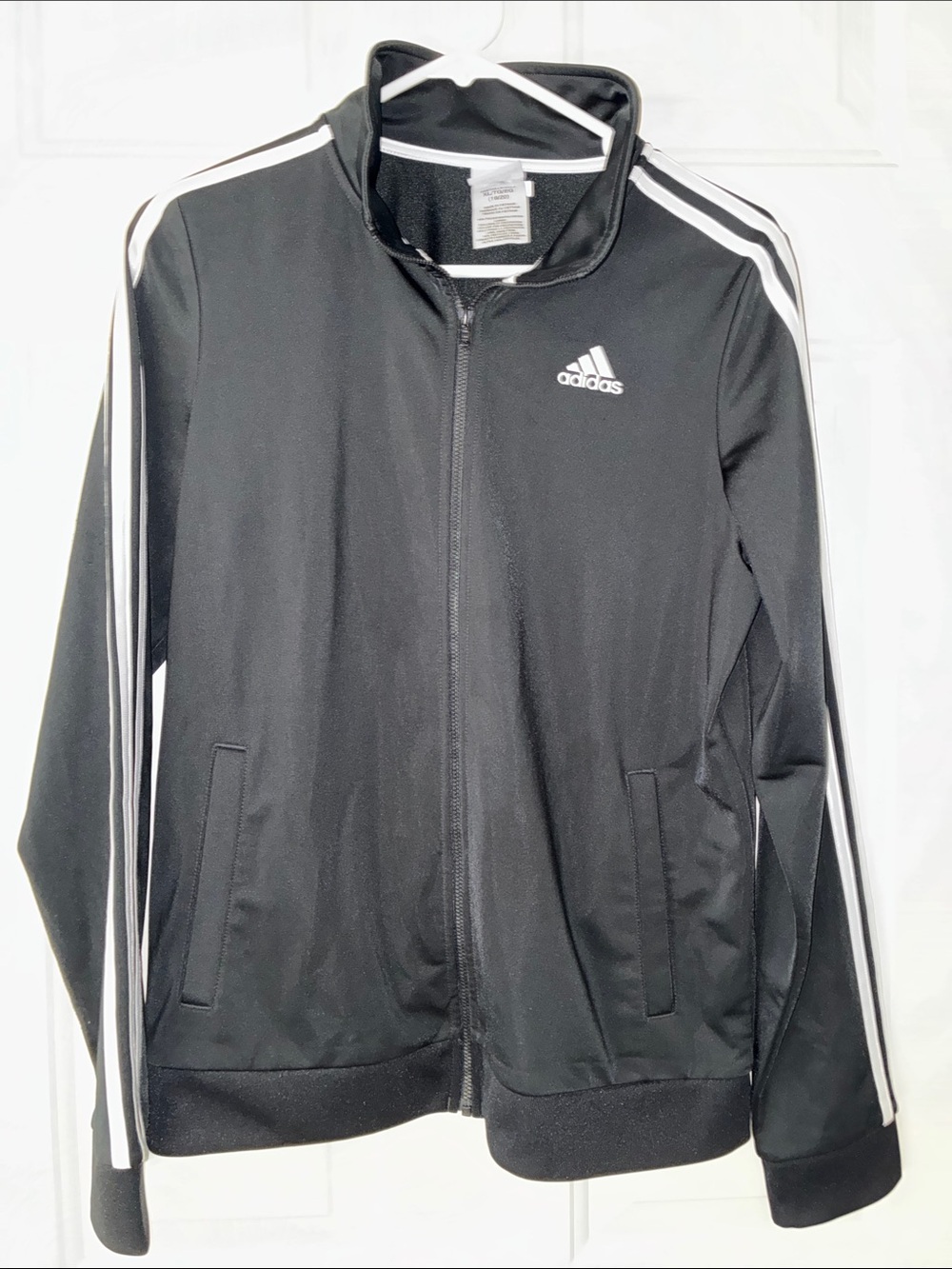 adidas Black Jacket with White Stripe Accents